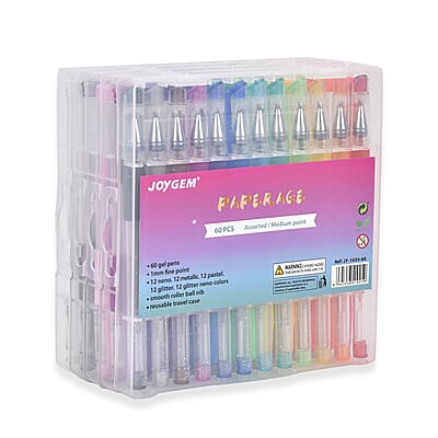 60 Pack Gel Pens Set with Storage Box for Coloring Books Drawing Painting Writing