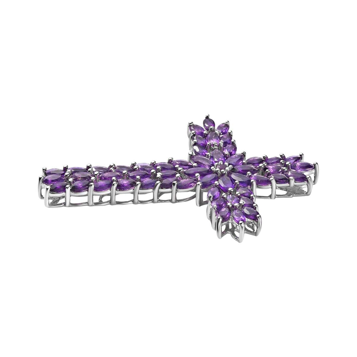 Lusaka Amethyst Cross Pendant in Platinum Over Sterling Silver 7.85 ctw image number 3