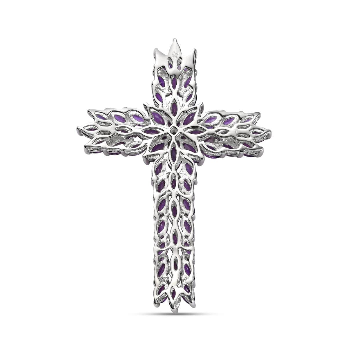 Lusaka Amethyst Cross Pendant in Platinum Over Sterling Silver 7.85 ctw image number 4
