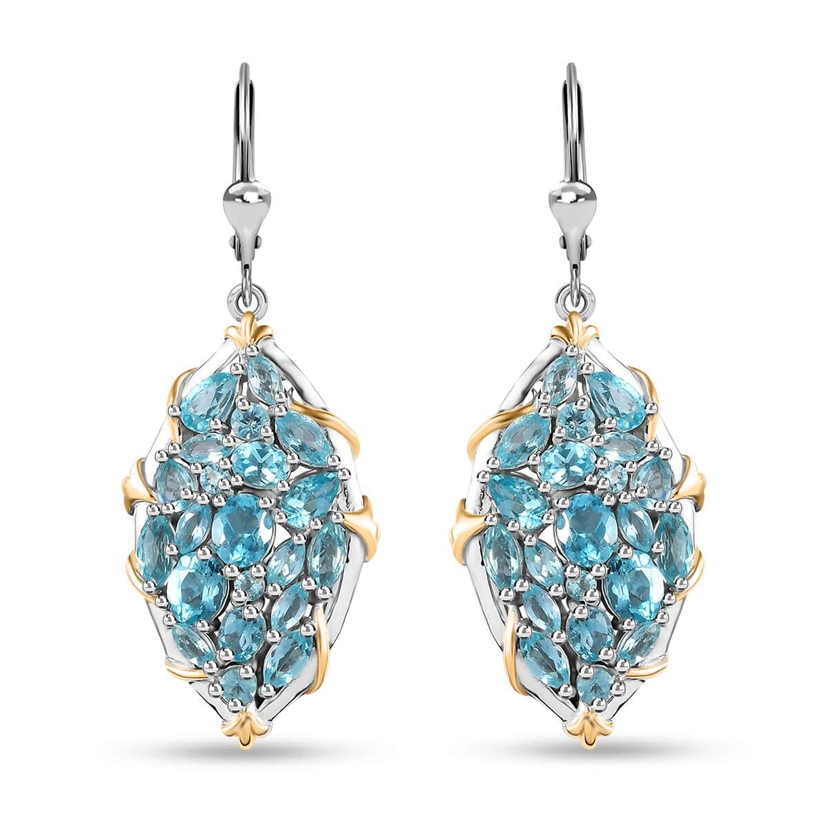 Betroka Blue Apatite Earrings in Vermeil Yellow Gold and Platinum Over Sterling Silver 6.35 ctw image number 0