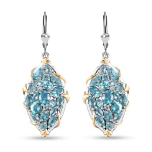 Betroka Blue Apatite Earrings in Vermeil Yellow Gold and Platinum Over Sterling Silver 6.35 ctw