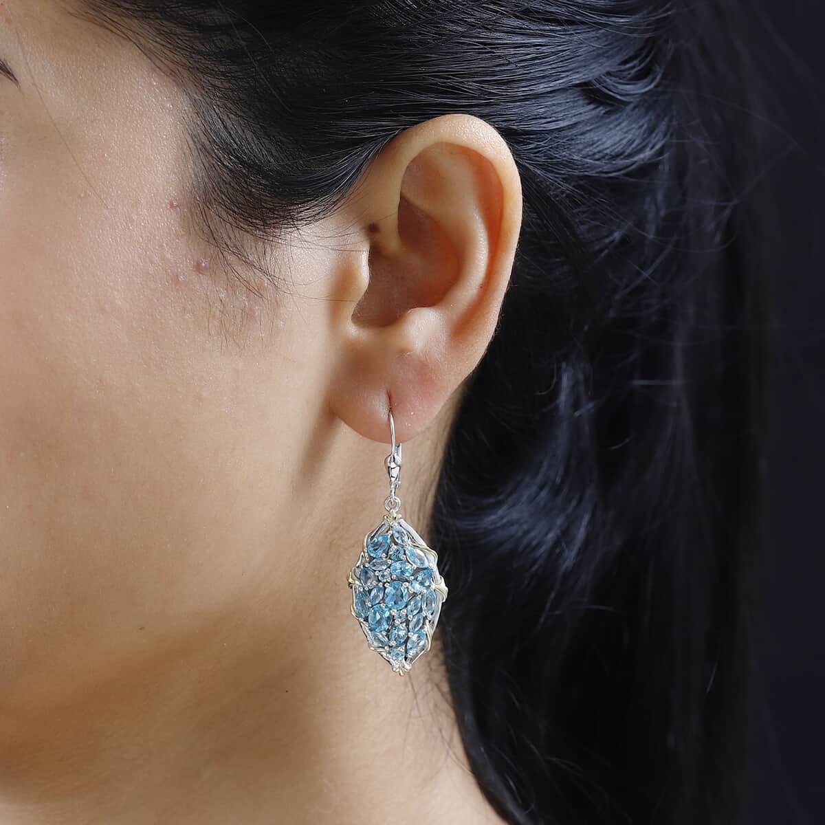 Betroka Blue Apatite Earrings in Vermeil Yellow Gold and Platinum Over Sterling Silver 6.35 ctw image number 2