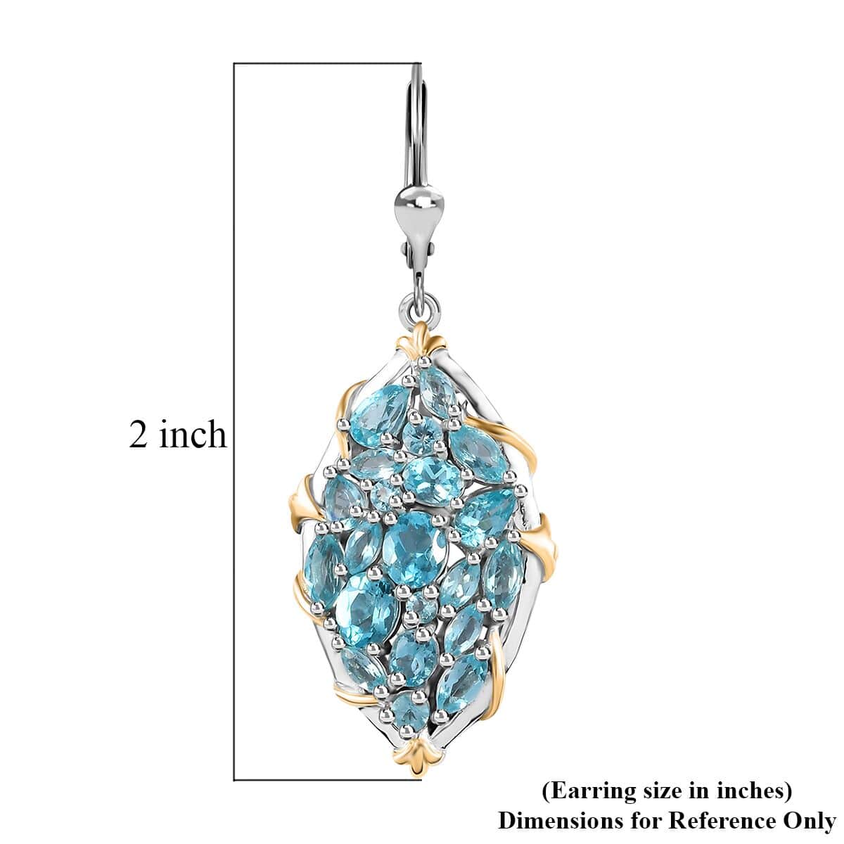 Betroka Blue Apatite Earrings in Vermeil Yellow Gold and Platinum Over Sterling Silver 6.35 ctw image number 5