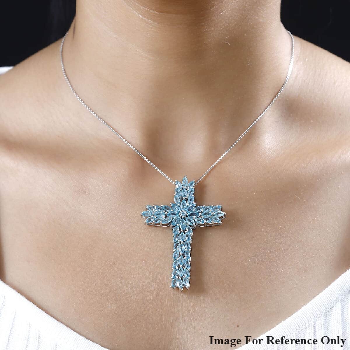 Betroka Blue Apatite Cross Pendant in Platinum Over Sterling Silver 8.70 ctw image number 2