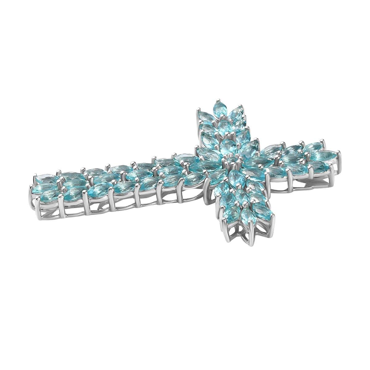 Betroka Blue Apatite Cross Pendant in Platinum Over Sterling Silver 8.70 ctw image number 3