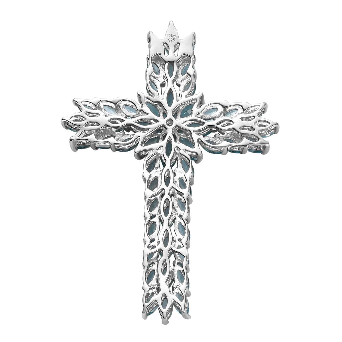 Betroka Blue Apatite Cross Pendant in Platinum Over Sterling Silver 8.70 ctw image number 4