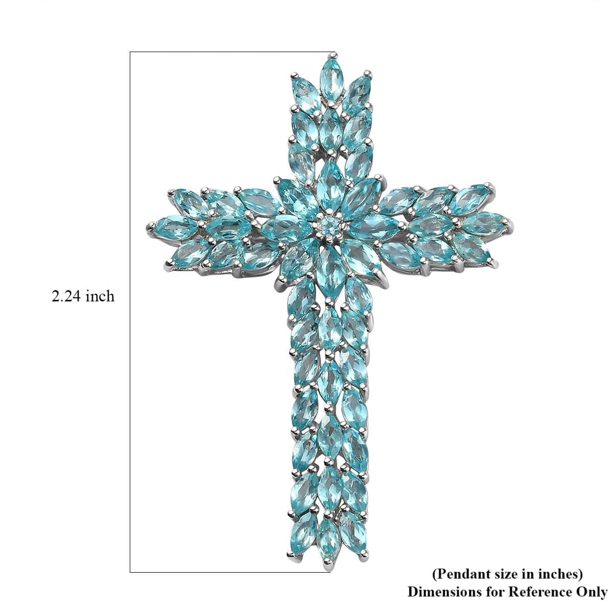 Betroka Blue Apatite Cross Pendant in Platinum Over Sterling Silver 8.70 ctw image number 5