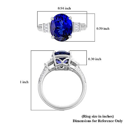 Certified & Appraised Rhapsody AAAA Tanzanite and E-F VS Diamond 4.15 ctw Ring in 950 Platinum (Size 10.0) 6.73 Grams