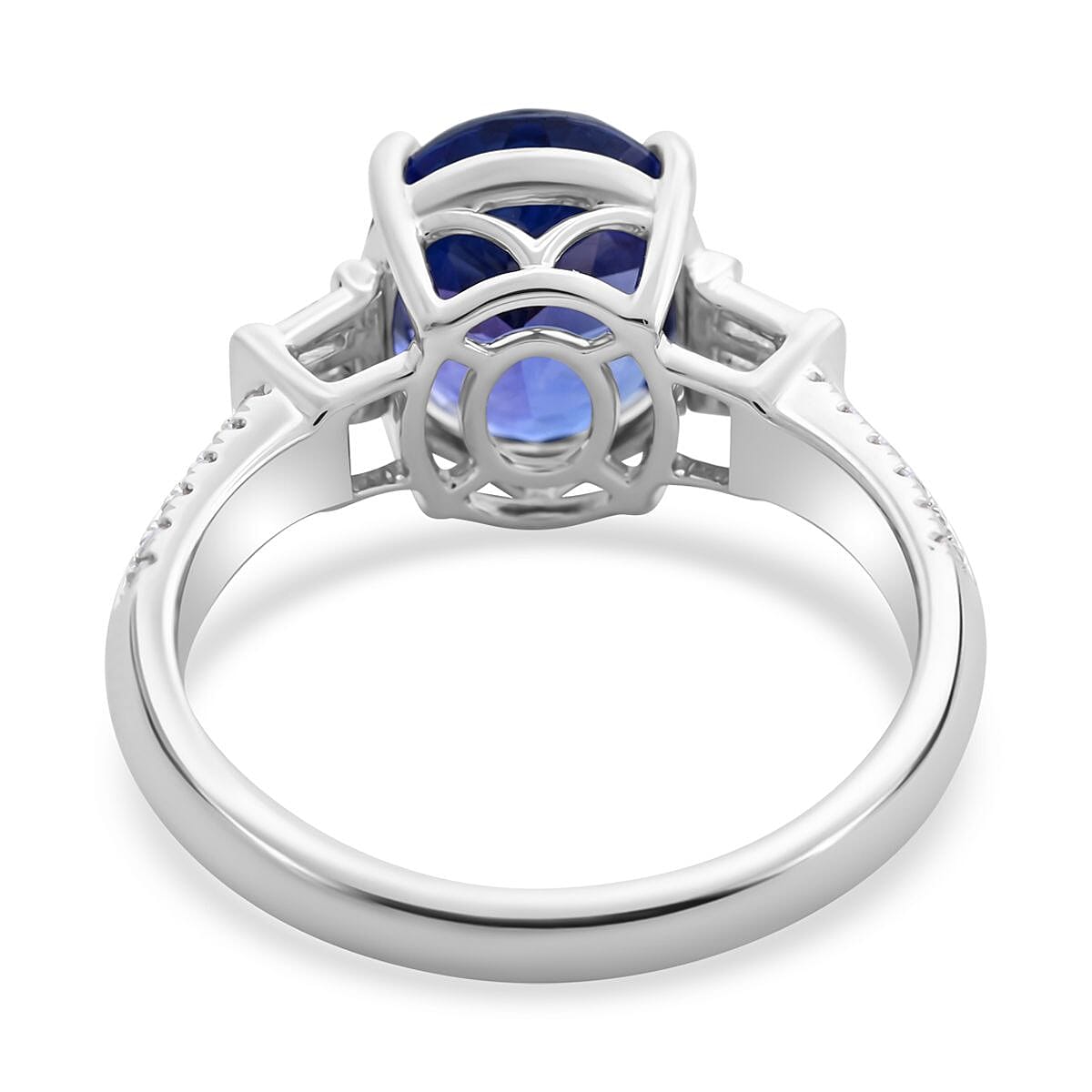 Certified & Appraised Rhapsody AAAA Tanzanite and E-F VS Diamond 4.15 ctw Ring in 950 Platinum (Size 9.0) 6.73 Grams image number 4