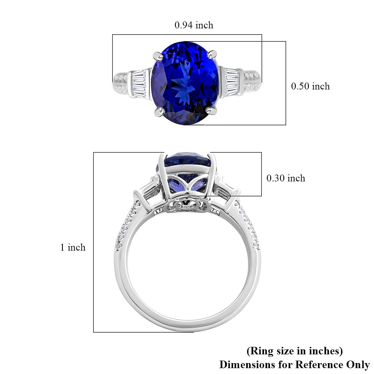 Certified & Appraised Rhapsody AAAA Tanzanite and E-F VS Diamond 4.15 ctw Ring in 950 Platinum (Size 9.0) 6.73 Grams image number 5