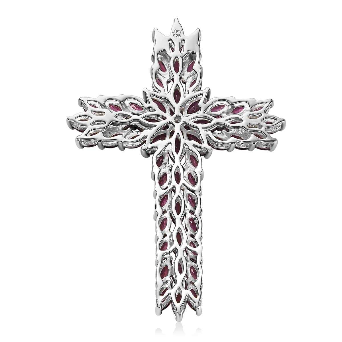 Orissa Rhodolite Garnet Cross Pendant in Platinum Over Sterling Silver 10.40 ctw image number 4