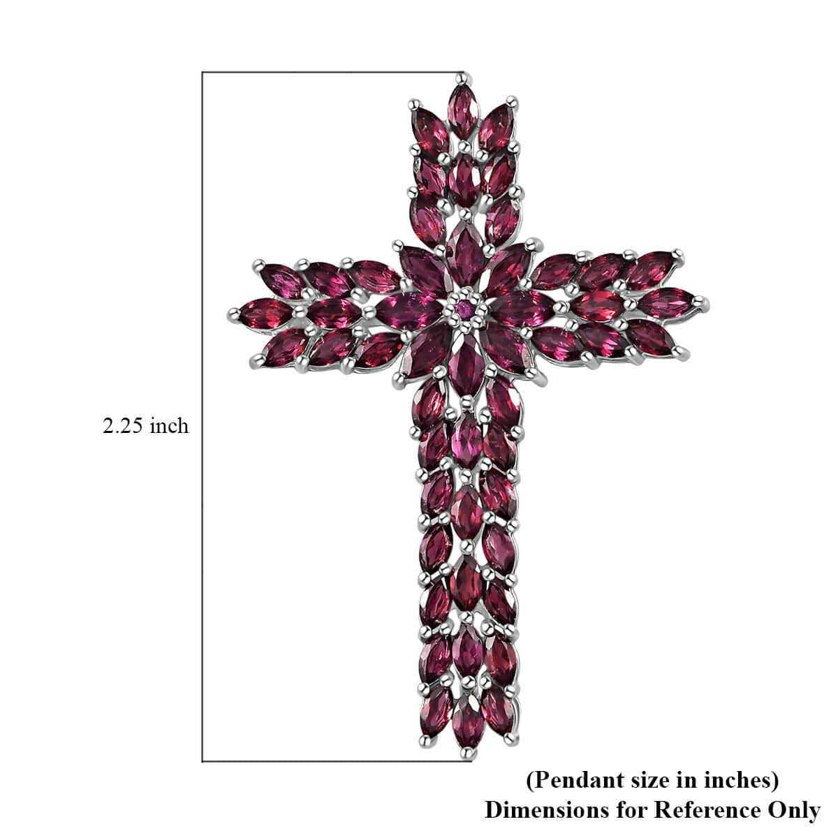 Orissa Rhodolite Garnet Cross Pendant in Platinum Over Sterling Silver 10.40 ctw image number 5