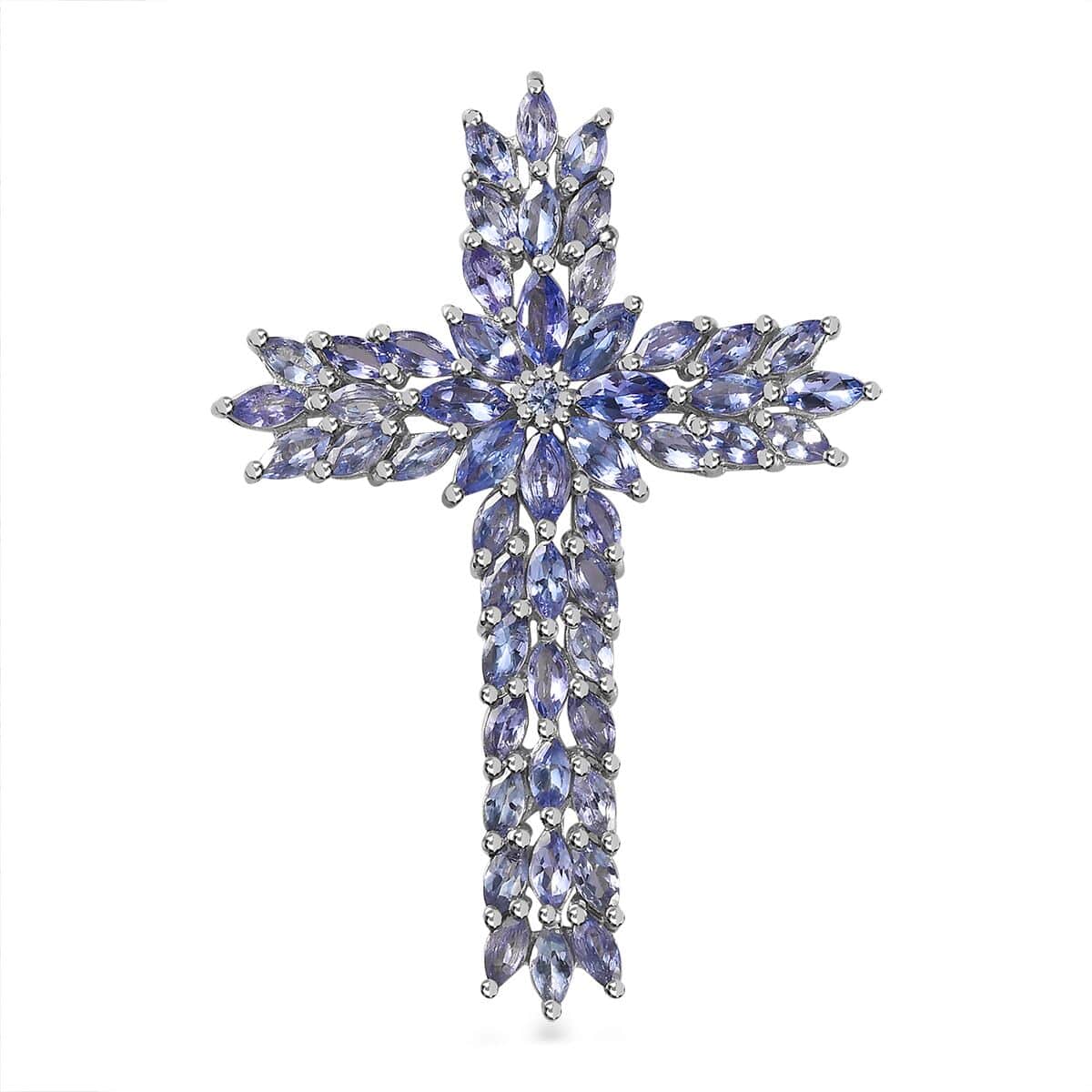 Tanzanite Cross Pendant in Platinum Over Sterling Silver 8.00 ctw image number 0