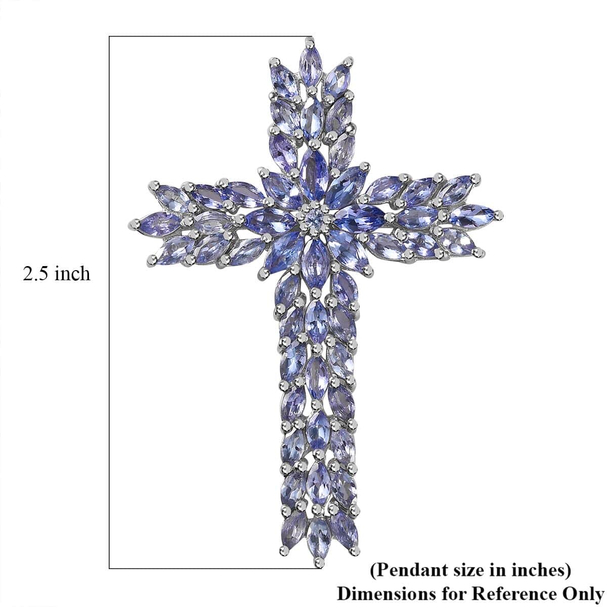 Tanzanite Cross Pendant in Platinum Over Sterling Silver 8.00 ctw image number 5