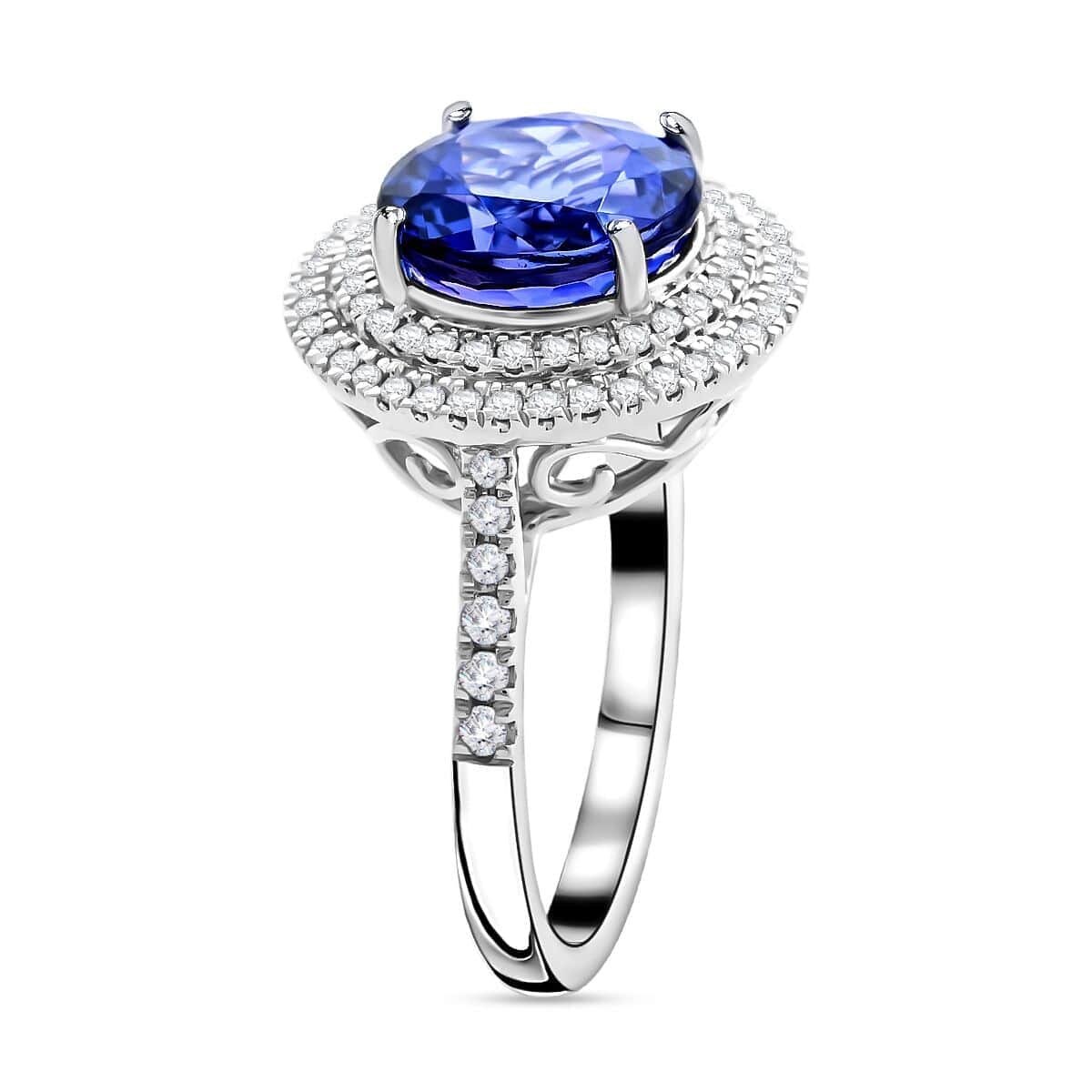 Certified & Appraised Rhapsody 950 Platinum AAAA Tanzanite and E-F VS Diamond Ring (Size 10.0) 7.10 Grams 3.50 ctw image number 3