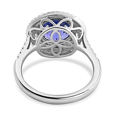 Certified & Appraised Rhapsody 950 Platinum AAAA Tanzanite, Diamond (E-F, VS) (0.38 cts) Ring (Size 12.0) (7.10 g) 3.50 ctw