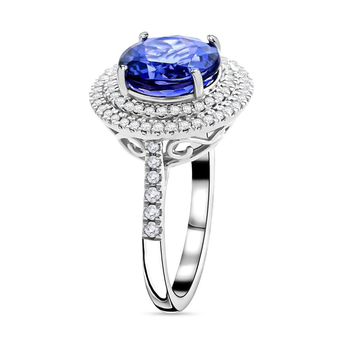 Certified & Appraised Rhapsody 950 Platinum AAAA Tanzanite, Diamond (E-F, VS) (0.38 cts) Ring (Size 6.5) (7.10 g) 3.50 ctw image number 3