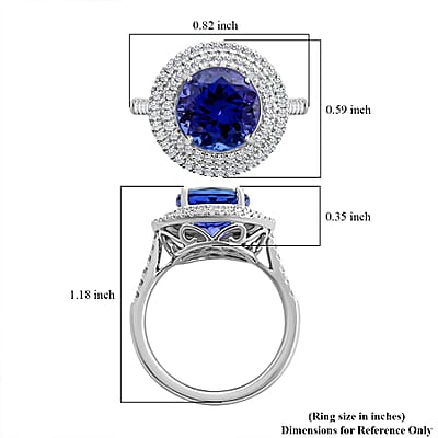 Certified & Appraised Rhapsody 950 Platinum AAAA Tanzanite and E-F VS Diamond Ring (Size 9.0) 7.10 Grams 3.50 ctw