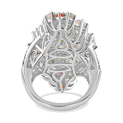 Premium Ethiopian Welo Opal and Multi Gemstone Ring in Platinum Over Sterling Silver (Size 10.0) 5.75 ctw
