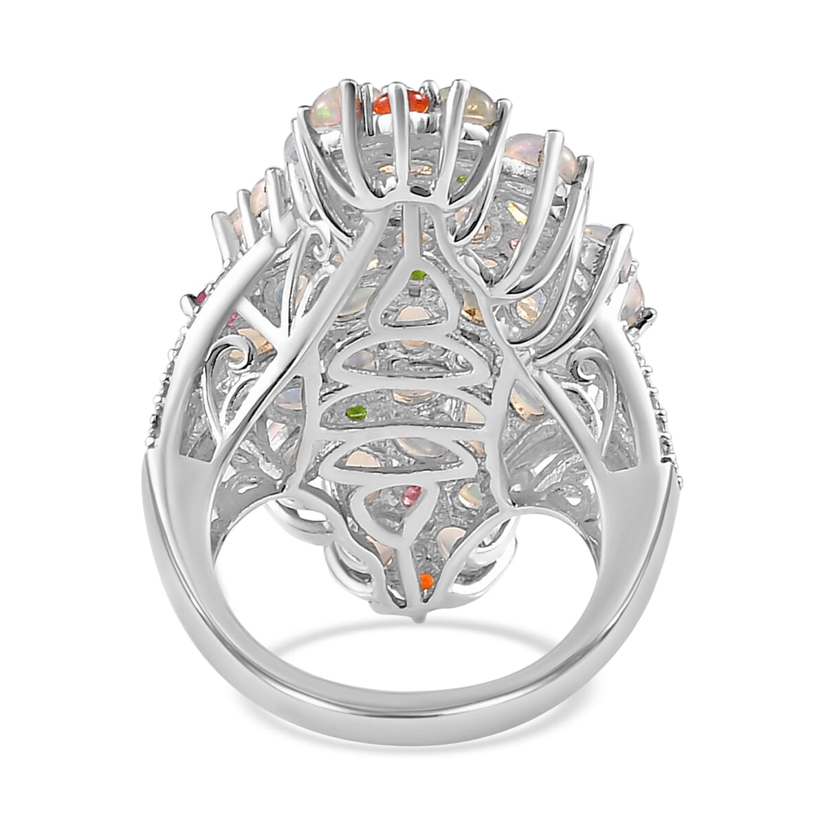 Premium Ethiopian Welo Opal and Multi Gemstone Ring in Platinum Over Sterling Silver (Size 6.0) 5.75 ctw image number 5