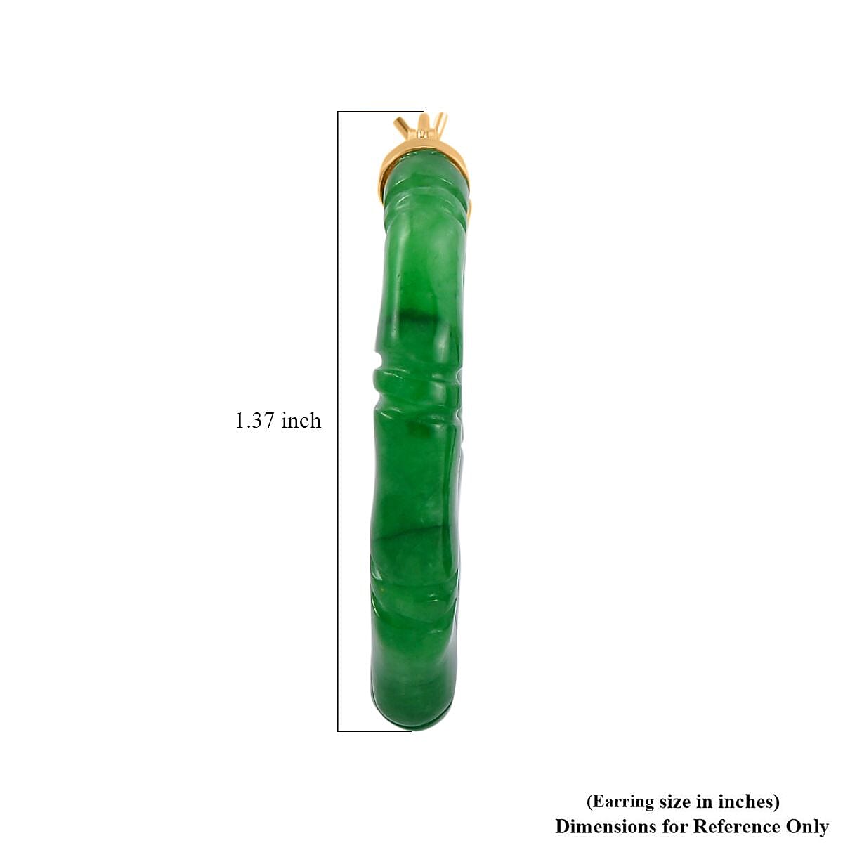 Green Jade (D) Carved Hoop Earrings in 14K YG Over Sterling Silver 80.00 ctw