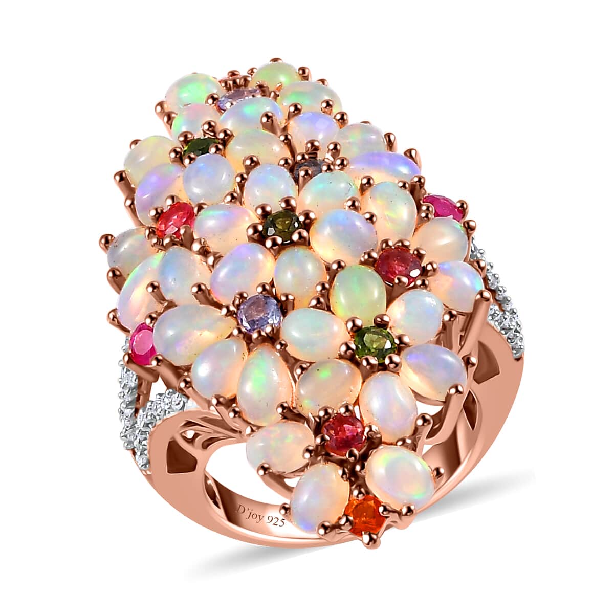 Premium Ethiopian Welo Opal and Multi Gemstone Ring in Vermeil Rose Gold Over Sterling Silver (Size 5.0) 5.90 ctw image number 0