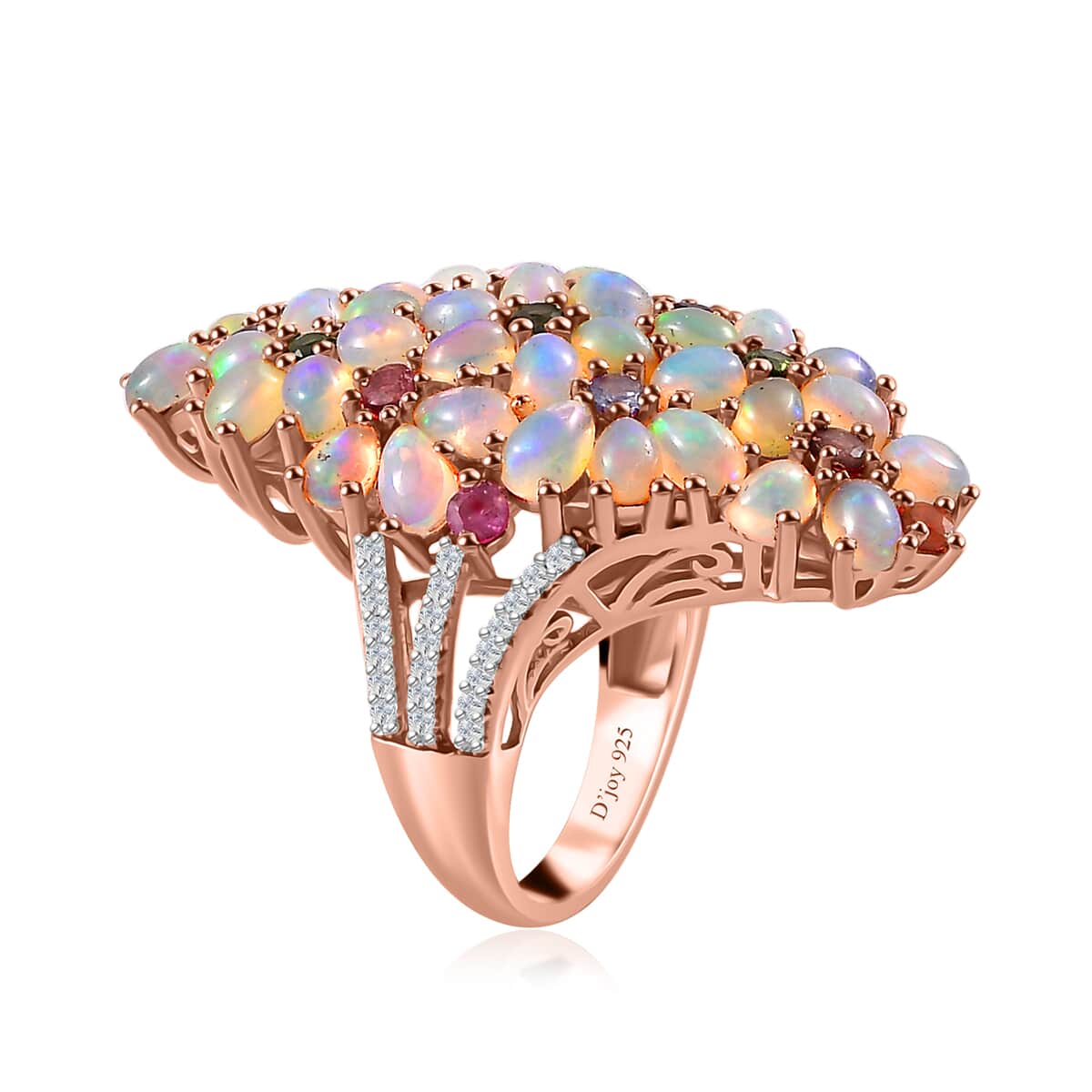 Premium Ethiopian Welo Opal and Multi Gemstone Ring in Vermeil Rose Gold Over Sterling Silver (Size 5.0) 5.90 ctw image number 4