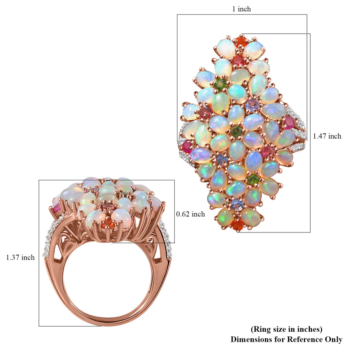 Premium Ethiopian Welo Opal and Multi Gemstone Ring in Vermeil Rose Gold Over Sterling Silver (Size 5.0) 5.90 ctw image number 6