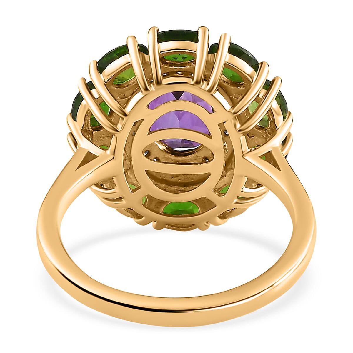 Moroccan Amethyst and Multi Gemstone Floral Ring in Vermeil Yellow Gold Over Sterling Silver (Size 10.0) 3.30 ctw