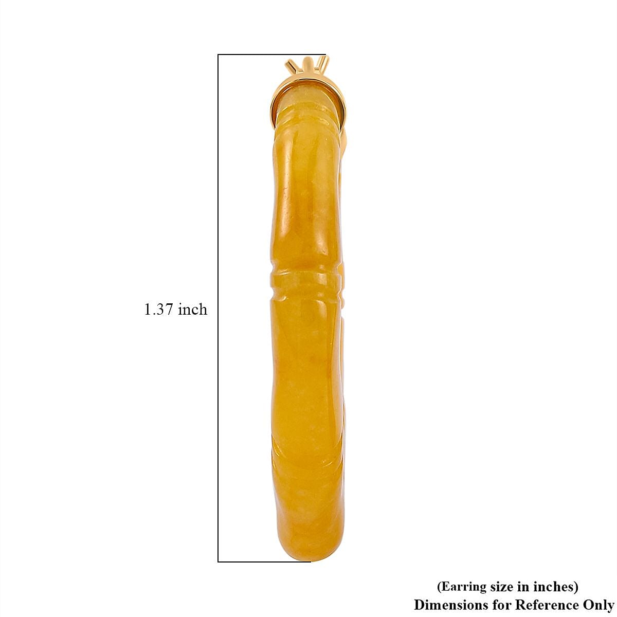 Honey Jade (D) Carved Hoop Earrings in 14K YG Over Sterling Silver 80.00 ctw image number 5