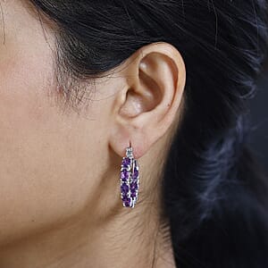 Moroccan Amethyst Hoop Earrings in Platinum Over Sterling Silver 6.85 ctw