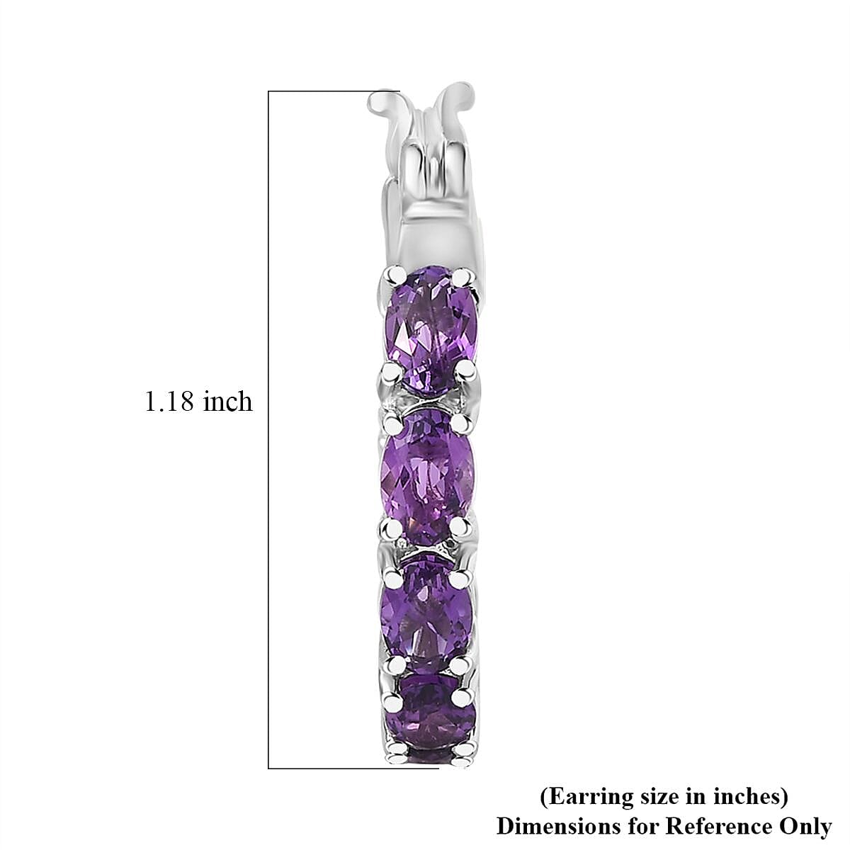 Moroccan Amethyst Hoop Earrings in Platinum Over Sterling Silver 6.85 ctw