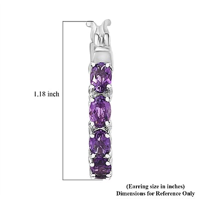 Moroccan Amethyst Hoop Earrings in Platinum Over Sterling Silver 6.85 ctw
