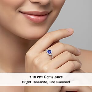 Certified & Appraised Rhapsody 950 Platinum AAAA Tanzanite and E-F VS Diamond Ring (Size 6.0) 6.24 Grams 2.10 ctw (Del. in 10-15 Days) 