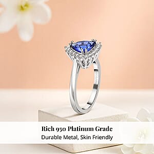 Certified & Appraised Rhapsody 950 Platinum AAAA Tanzanite and E-F VS Diamond Ring (Size 6.0) 6.24 Grams 2.10 ctw (Del. in 10-15 Days) 