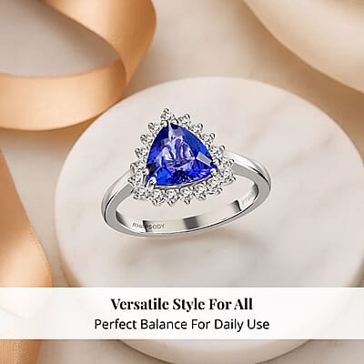 Certified & Appraised Rhapsody 950 Platinum AAAA Tanzanite and E-F VS Diamond Ring (Size 6.0) 6.24 Grams 2.10 ctw (Del. in 10-15 Days) 