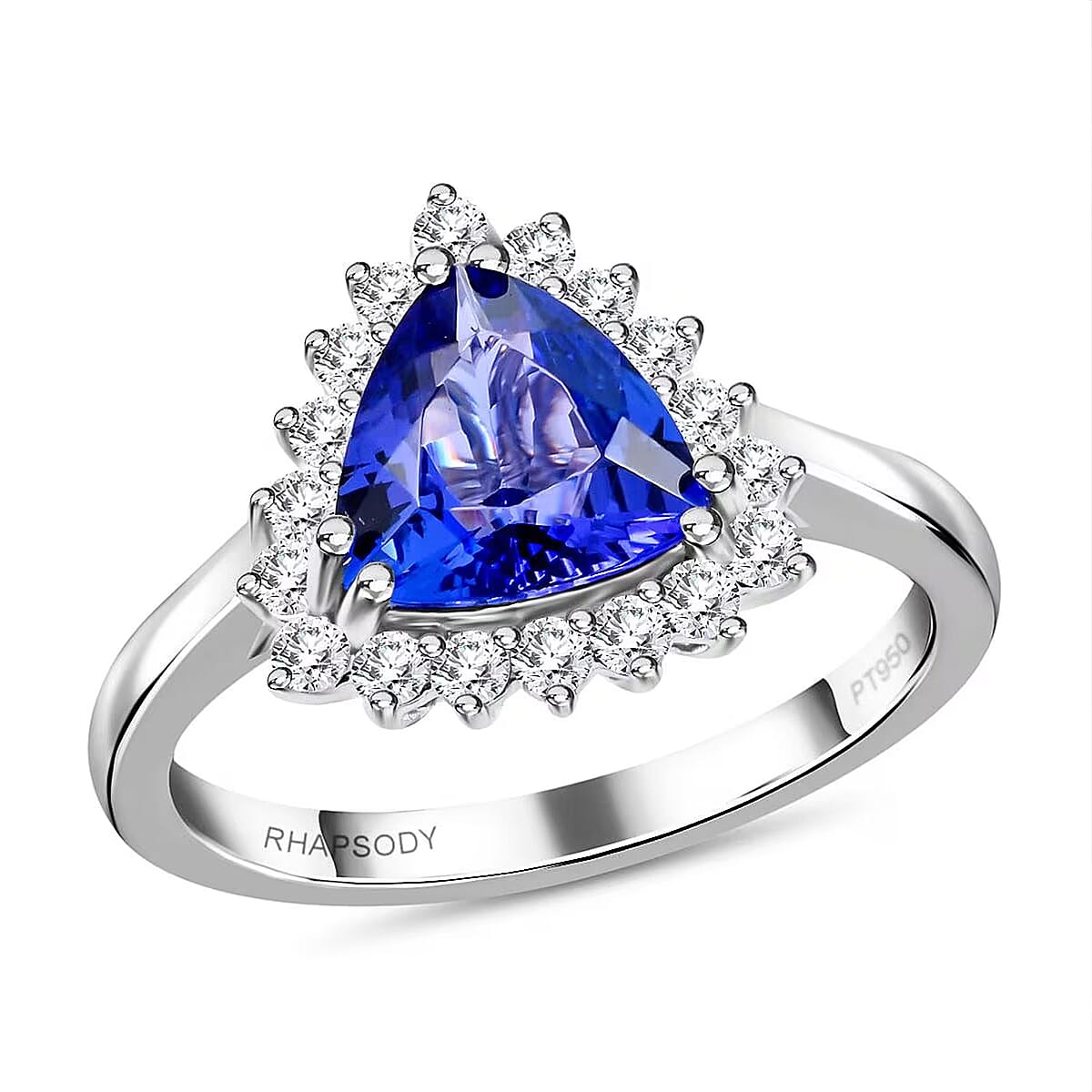 Certified & Appraised Rhapsody 950 Platinum AAAA Tanzanite and E-F VS Diamond Ring (Size 7.0) 6.24 Grams 2.10 ctw image number 0