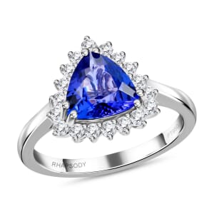 Certified & Appraised Rhapsody 950 Platinum AAAA Tanzanite and E-F VS Diamond Ring (Size 7.0) 6.24 Grams 2.10 ctw (Del. in 10-15 Days) 