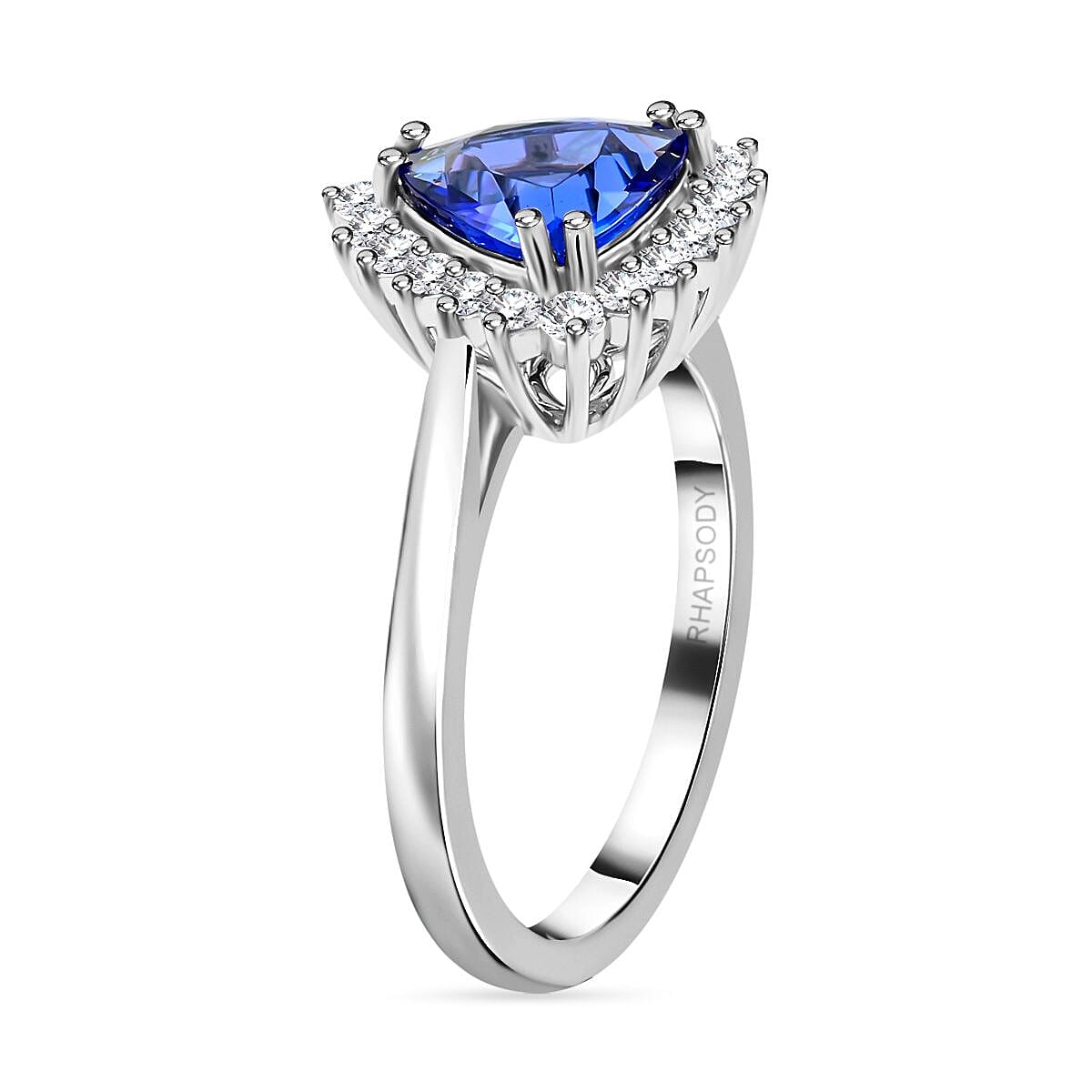 Certified & Appraised Rhapsody 950 Platinum AAAA Tanzanite and E-F VS Diamond Ring (Size 7.5) 6.24 Grams 2.10 ctw image number 3