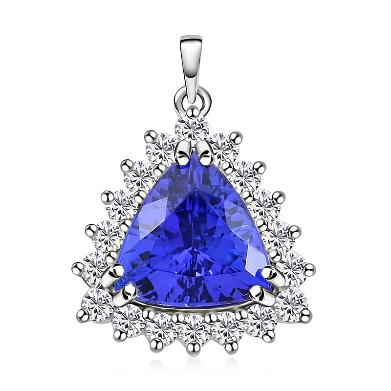 Certified & Appraised Rhapsody 950 Platinum AAAA Tanzanite and E-F VS Diamond Pendant 2.15 ctw