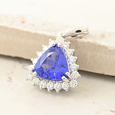 Certified & Appraised Rhapsody 950 Platinum AAAA Tanzanite and E-F VS Diamond Pendant 2.15 ctw