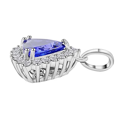 Certified & Appraised Rhapsody 950 Platinum AAAA Tanzanite and E-F VS Diamond Pendant 2.15 ctw