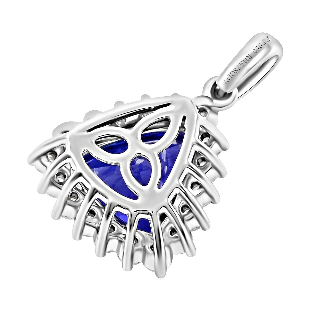 Certified & Appraised Rhapsody 950 Platinum AAAA Tanzanite and E-F VS Diamond Pendant 2.15 ctw
