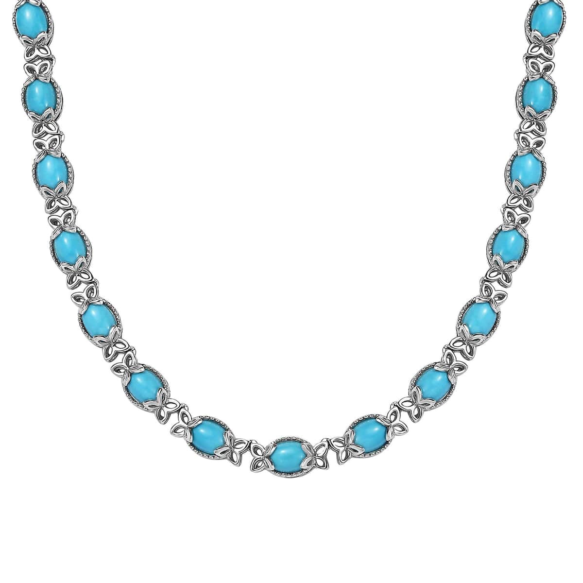 Premium Sleeping Beauty Turquoise Necklace 18-20 Inches in Platinum Over Sterling Silver 23.80 ctw image number 0