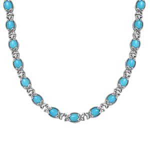 Premium Sleeping Beauty Turquoise Necklace 18-20 Inches in Platinum Over Sterling Silver 23.80 ctw
