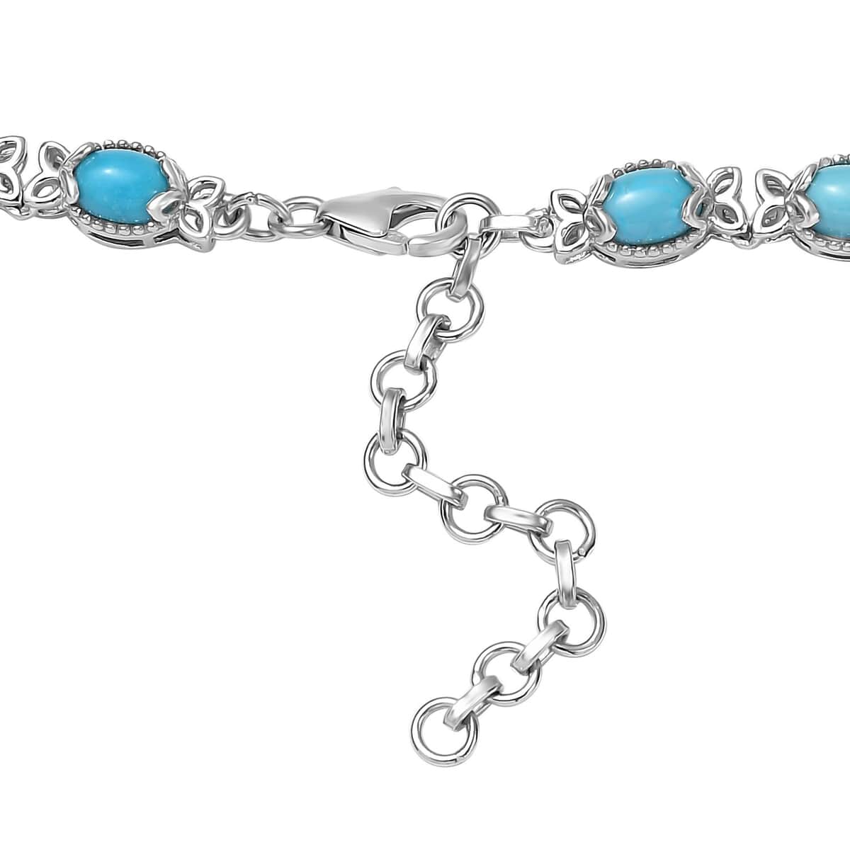 Premium Sleeping Beauty Turquoise Necklace 18-20 Inches in Platinum Over Sterling Silver 23.80 ctw image number 4