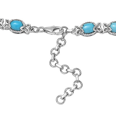 Premium Sleeping Beauty Turquoise 23.80 ctw Necklace 18-20 Inches in Platinum Over Sterling Silver