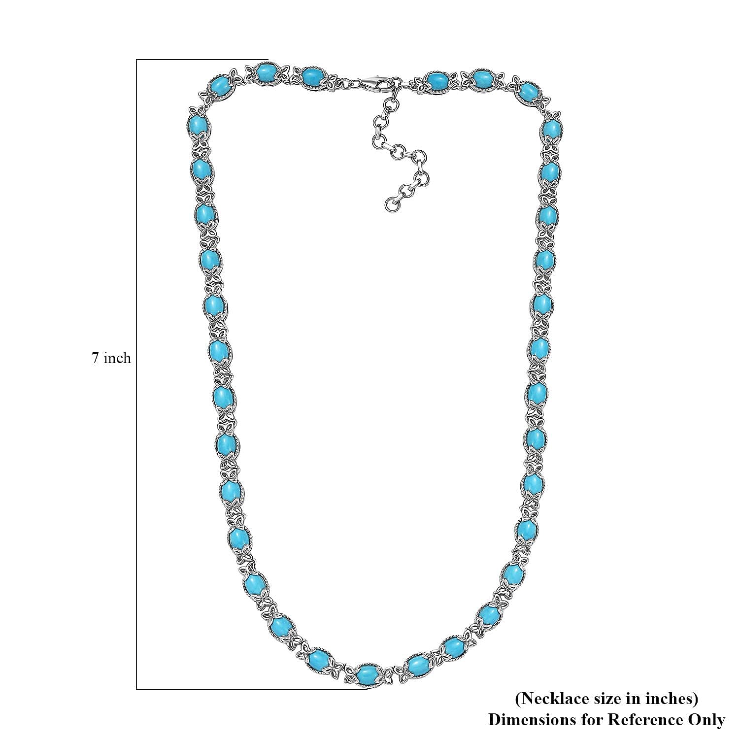 Premium Sleeping Beauty Turquoise 23.80 ctw Necklace 18-20 Inches in Platinum Over Sterling Silver