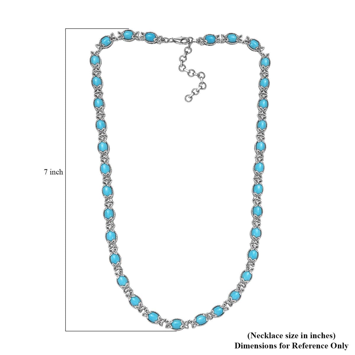Premium Sleeping Beauty Turquoise Necklace 18-20 Inches in Platinum Over Sterling Silver 23.80 ctw image number 5