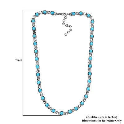 Premium Sleeping Beauty Turquoise 23.80 ctw Necklace 18-20 Inches in Platinum Over Sterling Silver